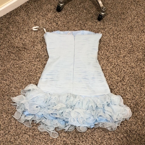 NWT Sherri Hill Dress Size 2 Pastel Ice Blue Rhinestone Floral Appliqué Ruffle - Picture 5 of 10